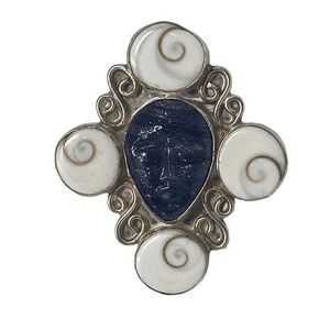 Alexis Bittar Sz 9 Lapis Lazuli Statement Ring 9.25 Y2K Art Nouveau Shiva Shells